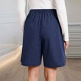 thumbnail image 5 of SwiftWear Women's Summer Casual Dressy Pleated Shorts with Elastic Waistband & Button Front High Waisted Knee Length Shorts for Daily Office, 5 of 7