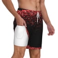 thumbnail image 3 of Balery Red Glitter1 Mens Swim Trunks Swim Shorts for Men Quick Dry Inseam Beach Shorts with Compression Liner Pocket-XX-Large, 3 of 9