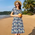 thumbnail image 4 of Goofa Tropical Sloth Pattern Women Summer Short Sleeve Midi Dress with Pockets Casual Aline Flowy Tshirt Dress Vocation Beach Sundress, 4 of 6