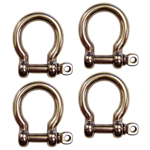 5/16" Stainless Steel Screw Pin Bow Shackle Type 316 - 4 Pack