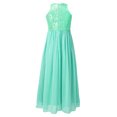 thumbnail image 2 of Eandarui Kids Flower Girl Floral Lace Dress Halter Neck Chiffon Long Junior Bridesmaid Dress Pageant Mint Green 12, 2 of 7