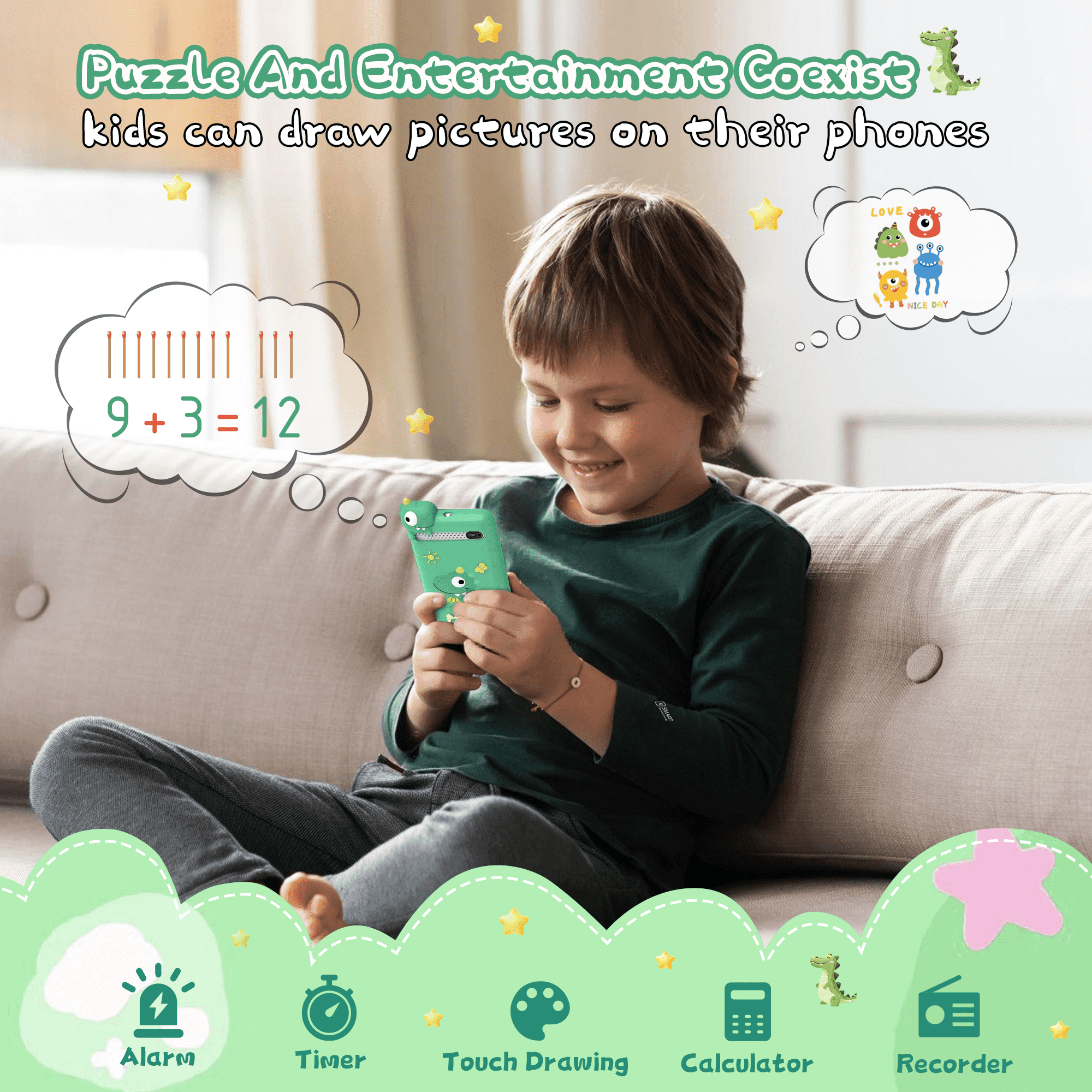 Kids Smart Phone Gifts for Boys and Girls, 3.97" Touchscreen Kids Toy Phone, Kids Cell Phone with 210+ Learning Games and 190+ Drawing, Toys for Birthday Christmas and Back-to-School Gifts