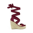 thumbnail image 3 of BLISSFUL STEP Women's Shoes Faux Suede Platform Wedge Heel Lace Up Open Toe Sandals  Burgundy 10, 3 of 7
