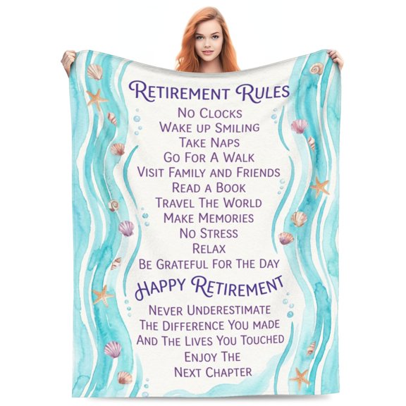 Retirement Throw Blanket, Retirement Gift for Women Men, Retired Gift for Coworker Teacher Nurse Mom, Soft Cozy Blanket for Couch Sofa Bed 50x40