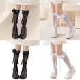 thumbnail image 2 of Girls Stockings Bowknot Ribbon Sweet Thigh High Stockings Socks for Little Girl Student Ruffle Knee Socks, 2 of 9