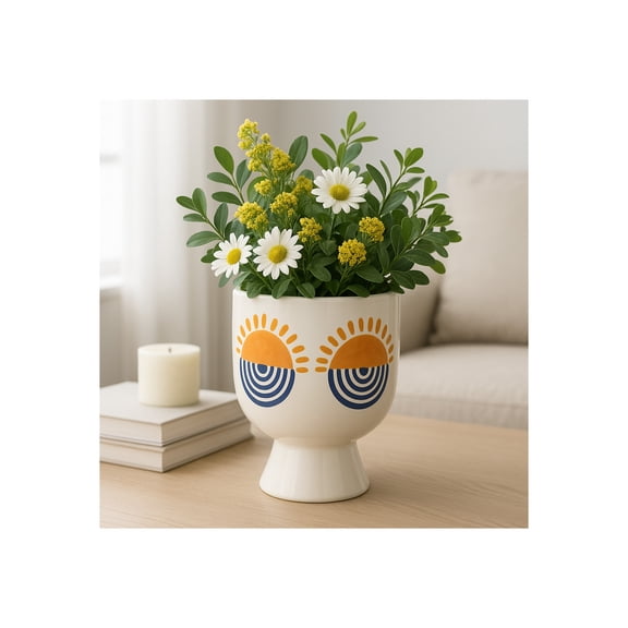 Flower Pots for Home Decor - Modern Planters and Plant Pots for Indoor or Outdoor Use - Decorative Ceramic Pots for Plants That Elevate Any Space - Ideal Accent for Room and Patio Decor - 7", White