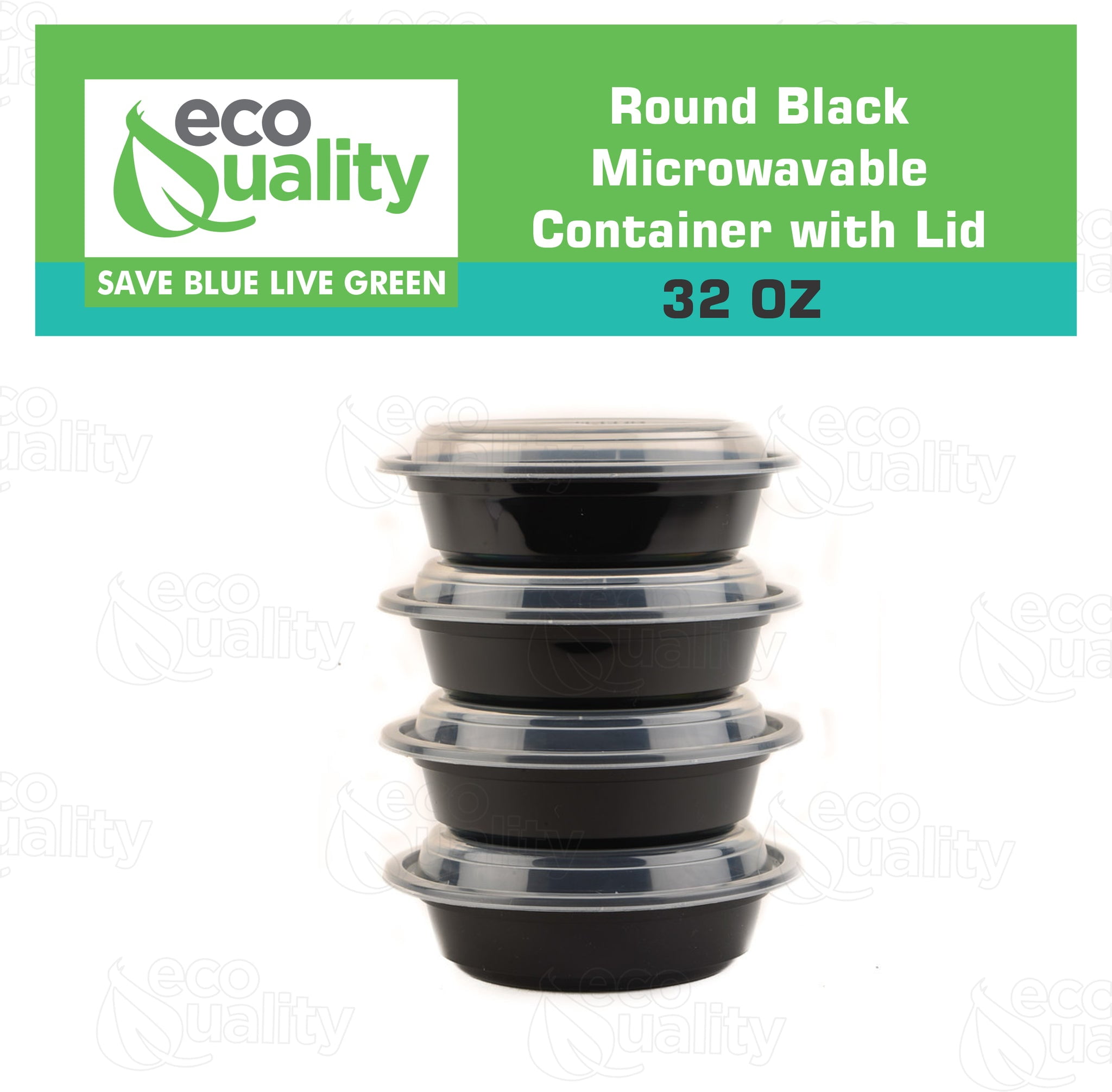 32 oz. Rectangular Black Container w/Lid Combo 150/CS