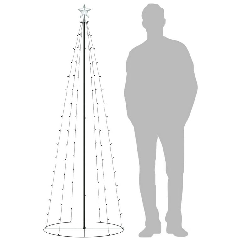 108″ 9 ft Outdoor Warm White LED Cone Tree w/Collapsible base with Wireless  Remote 61506