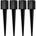 thumbnail image 1 of Inch 4-Piece Set Heavy Duty Metal Black Powder Coated Post Stake Support Base 36 Inch Fence Post Anchor Ground Spike, 1 of 4
