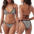 thumbnail image 4 of Horeoi Black And White Thick Stripes Pattern Women's Adjustable Bikini Set High-Cut Two-Piece Swimsuit for Beach Pool Party Tropical Vacation, 4 of 5