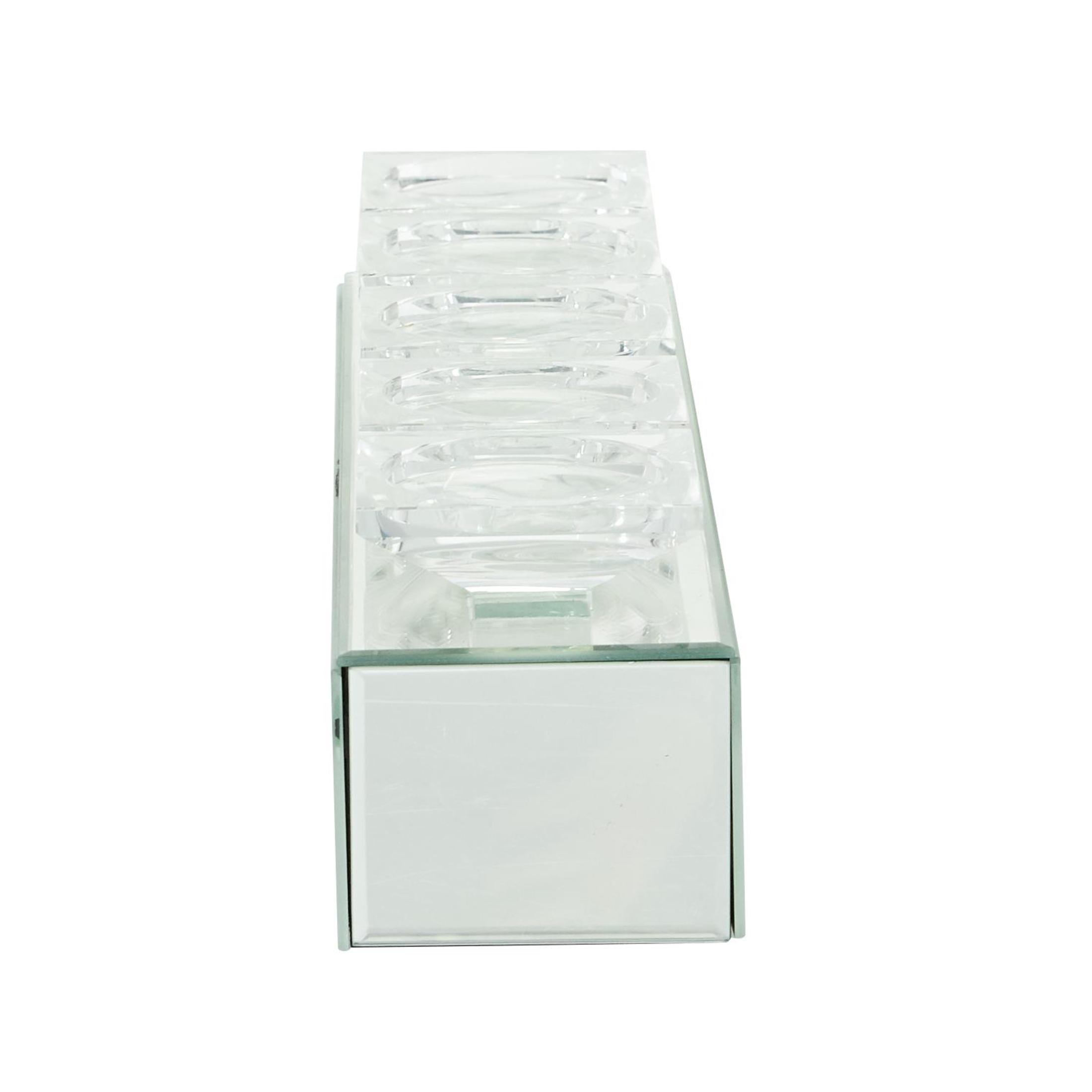 DecMode 5 Holder Silver Glass Pillar Candelabra with Mirrored Accents