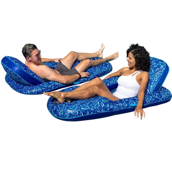 Aqua Luxury Pool Lounger and Tanner 2-pack Blue/Flower