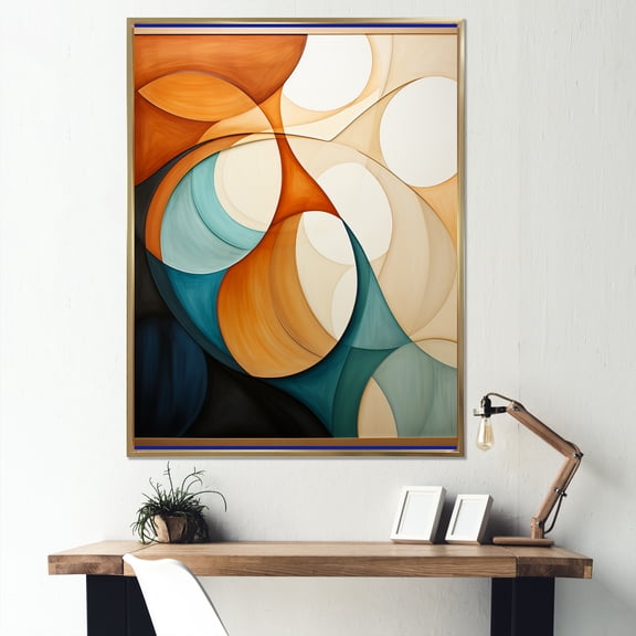 Designart "Orange Mid Century Organic euphony I" Abstract Floater Framed Canvas Wall Art