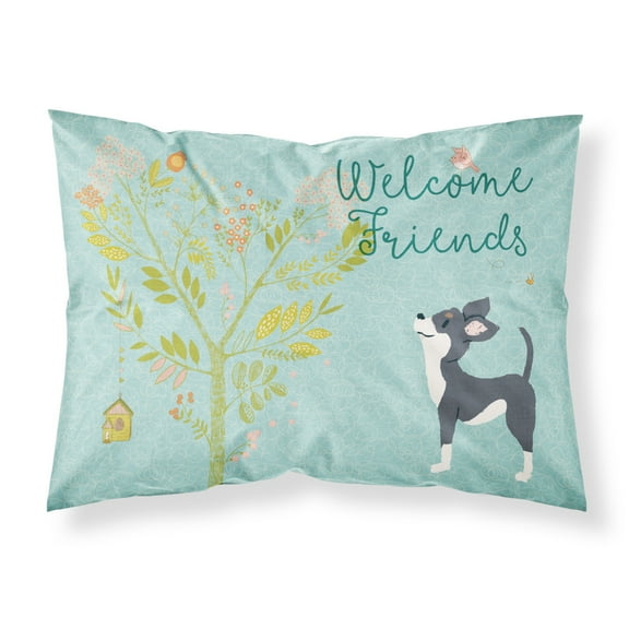 Carolines Treasures BB7627PILLOWCASE Welcome Friends Black White Chihuahua Fabric Standard Pillowcase Standard