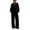 Black, variant on 2 Piece Sets for Women Velour 2 Piece Tracksuit Half Zip Stand Collar Long Sleeve Top Elastic Waist Wide Leg Pants Casual Velvet Loungewear Outfit Black L