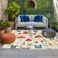 thumbnail image 2 of Red Mushroom Spring Floral Outdoor Rug for Patio/Deck/Porch, Non-Slip Large Area Rug 5 x 8 Ft, Summer Botanical Butterflies Indoor Outdoor Rugs Washable Area Rugs, Camping Rug Carpet Runner, 2 of 8