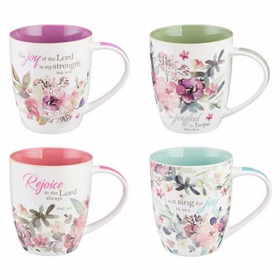 Christian Art Gifts 189338 Mug Set-Rejoice - Set of 4