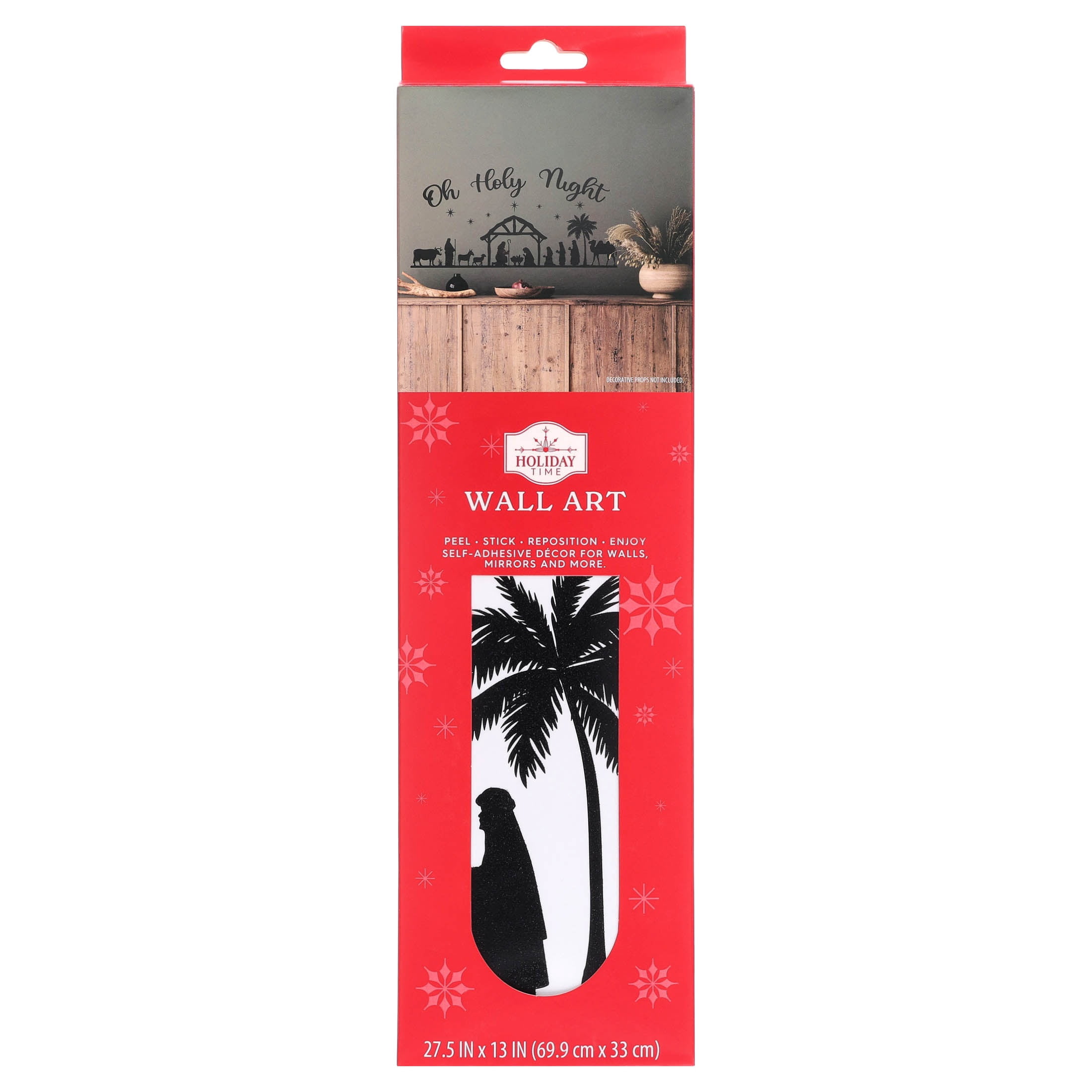 Nativity Scene Silhouette Peel and Stick Christmas Wall Art, Black, 27.5" x 13", by Holiday Time