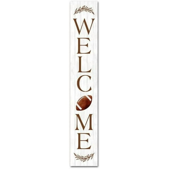Funny Decor Welcome Vertical Signs Hanging Rustic Wooden Fall Football Porch Sign Autumn Harvest Thanksgiving Decoration for Front Door Farmhouse Welcome Porch Decor Wood Sign 4x16 Inch