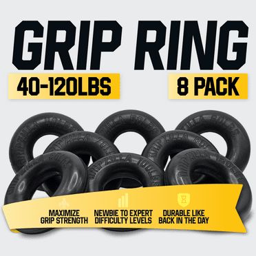 Gripzilla Oldschool Grip Ring 8-Pack, 40-120 lbs Progressive Resistance, Grip Strengthener