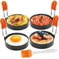 thumbnail image 1 of Egg Rings for Frying 4 PCS 3.5 Inch Large Cooking Egg Molds Round Egg Circles, Anti-scald Nonstick Leakproof Egg Mould with Oil Brush Circular Egg Shaper, 1 of 5