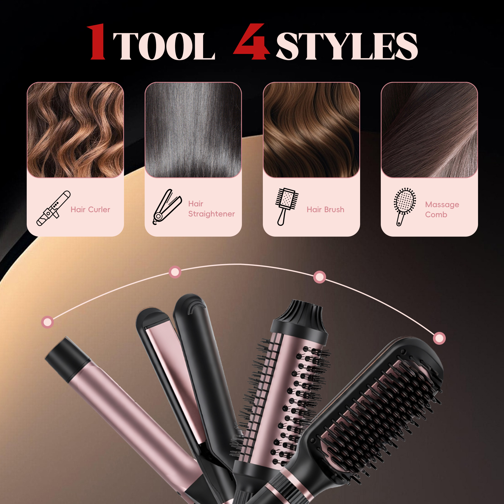 Nicebay 4-in-1 Hair Styling Tool Set with Dual Voltage photo 4