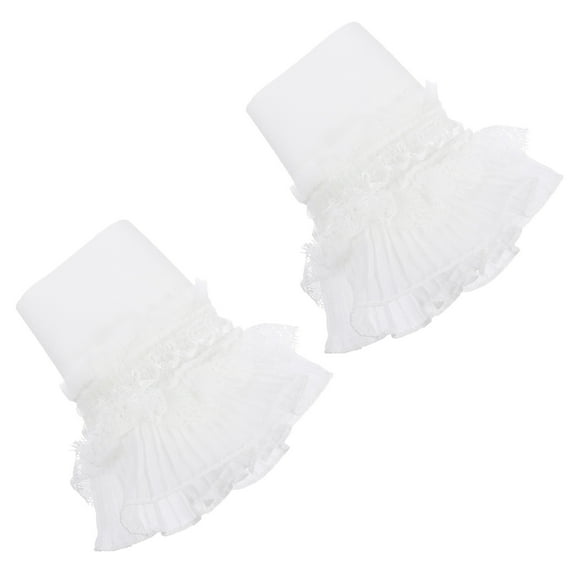 Luxshiny 1 Pair Ruffled Pleated Lace Fabric Sleeve Cuffs Romantic Fake Sleeves for Women