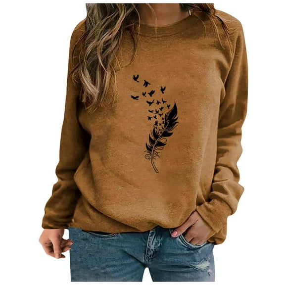 ICHUANYI Womens Trendy Oversized Sweatshirts Crew Neck Long Sleeve Shirt Pullover Casual Comfy Fall Winter Fashion Outfits Clothes 2023