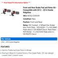 thumbnail image 2 of Front and Rear Brake Pad and Rotor Kit - Compatible with 2012 - 2014 Honda Ridgeline 2013, 2 of 2