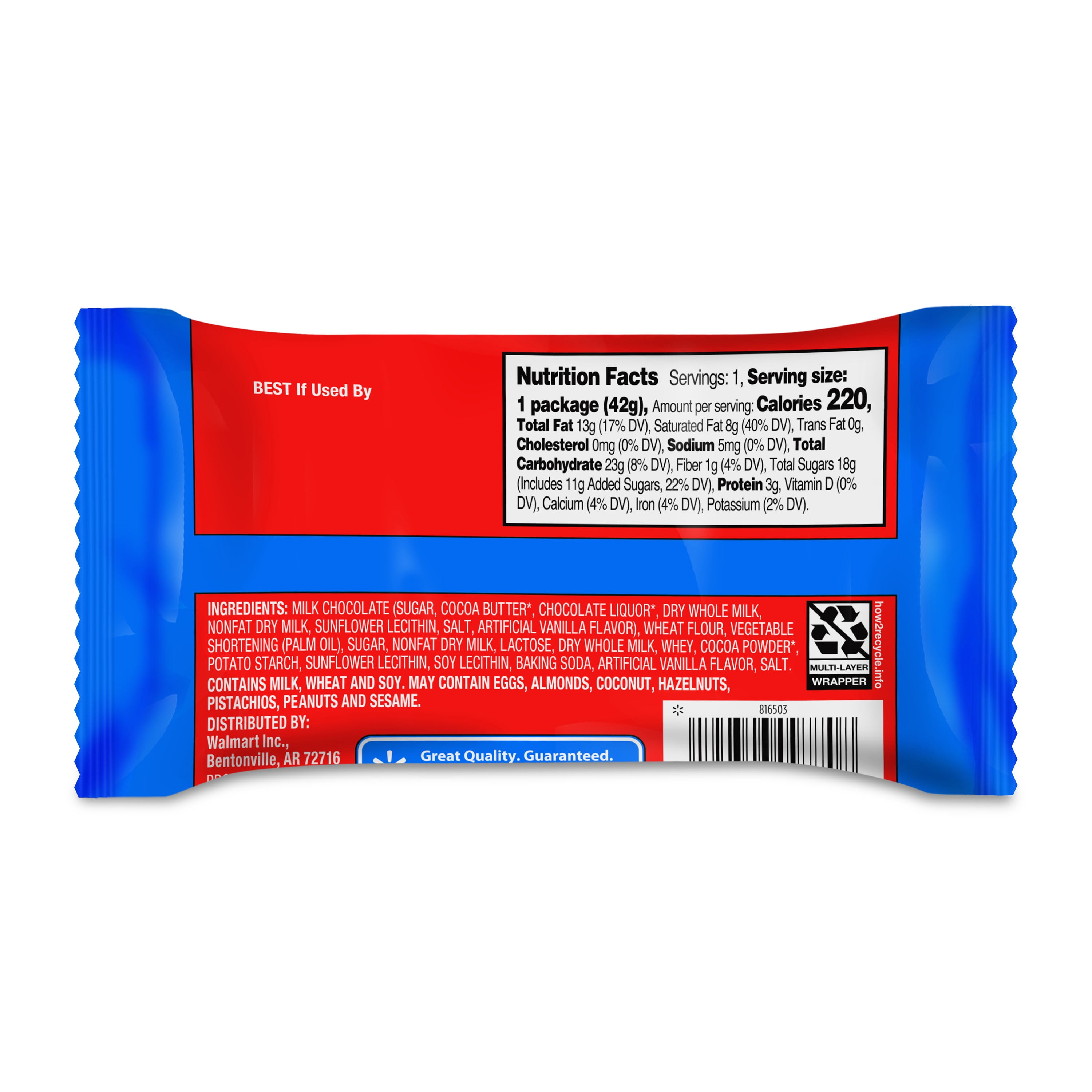 Great Value Milk Chocolate Crispy Wafer Bar, 1.48 oz