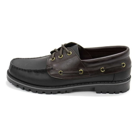 Image of Tekin Men s Side Classic 3-eye Boat Shoes Black \ Brown 9 M US