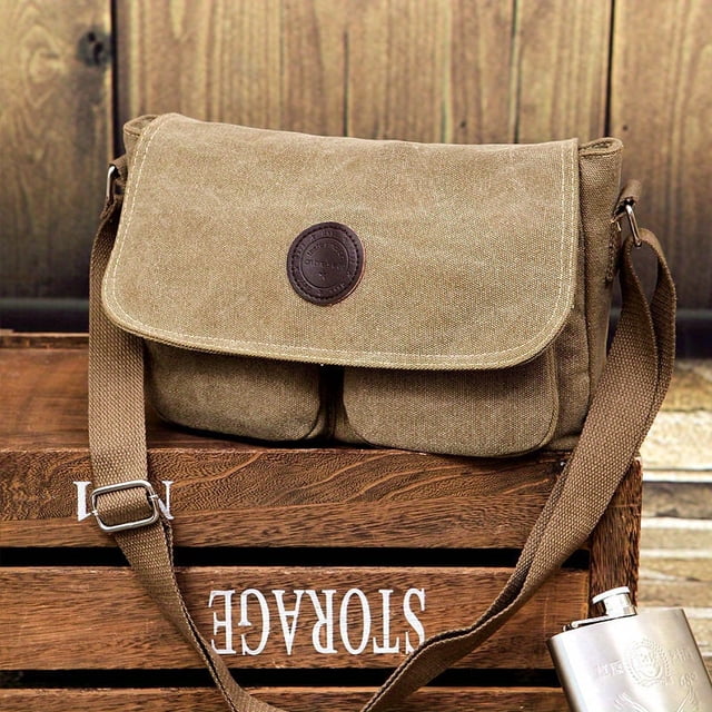 LHSHID Retro Canvas Shoulder Bag For Men Women Library Sling Bag Business Messenger Bag Crossbody Bag For Hanging Out & Daily Commute
