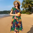 thumbnail image 4 of Naloa Colored Guitars Print Womens Summer A-Line Dress with Pockets,Short Sleeve Dresses,Flowy Beach Swing Dress for Vacation Travel, 4 of 6