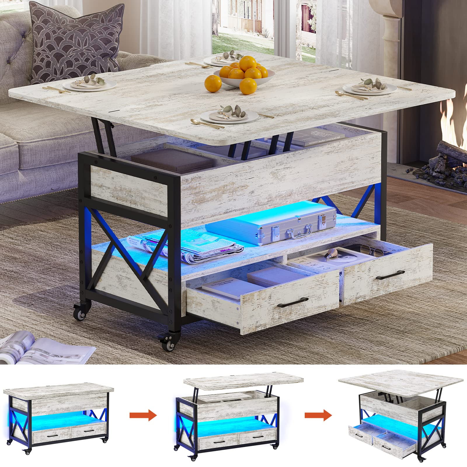 Itaar 40" Lift Top Coffee Table, 4 in 1 Coffee Tables with Storage for