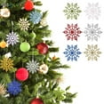 thumbnail image 2 of BadPiggies 4" Glitter Snowflake Christmas Ornaments, 12Pcs Sparkly Snowflakes Hanging Crafts for Xmas Tree Decorations (White), 2 of 8