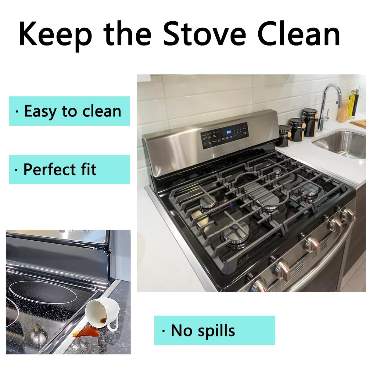 2 Pack Stove Gap Filler Easy Retractable Length 13.8" to 27.5", Stove Gap Covers Stainless Steel, Heat Resistant Guard Between Stove Top & Counter,Width 0.79" Range Trim Kit