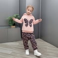 thumbnail image 2 of HCYSFG Cheetah Print Outfit Sets For Girls Leopard Print 2 Piece Tops Hooded Long Sleeve Butterfly Sweatshirt Jogger Pants Bottoms, 2 of 9