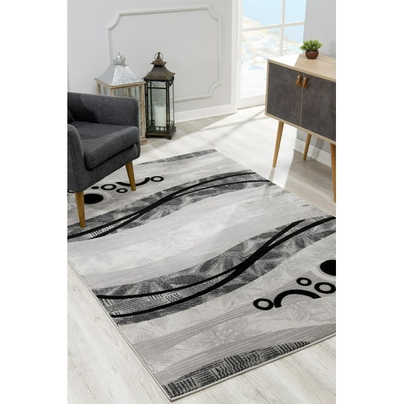 Rug Branch Modern Geometric Grey Black Indoor Area Rug - 5x7