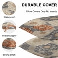 thumbnail image 4 of Waterproof Throw Pillow Covers Set of 2, 16x16 Inch Vintage Spring Floral Decorative Pillowcases Outdoor Pillow Slip Cushion Covers Set for Couch Tent Orange Grey Watercolor Flower, 4 of 7