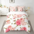 thumbnail image 3 of Manfei Romantic Pink Rose 7 Pieces Bedding Comforter Set, Garden Flower Floral Full Bedding Set, Vintage Western French Style Reversible Fitted Sheet Flat Sheet, Luxury Bedroom Decor, 3 of 8