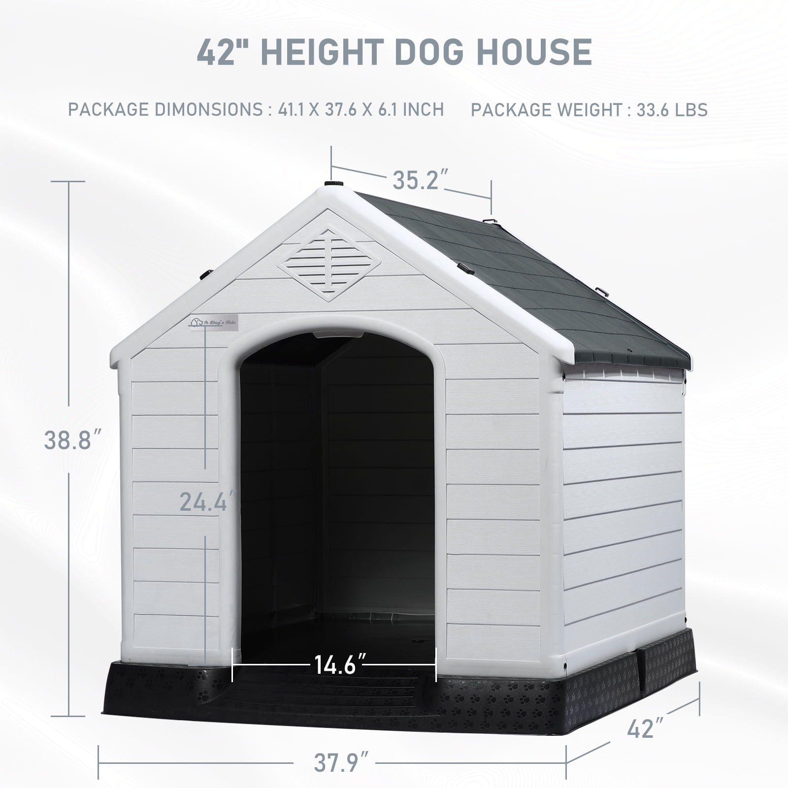 BOSSIN Plastic Dog House Outdoor Indoor for Small Medium Large Dogs,Waterproof Dog Houses with Elevated Floor and Air Vents,Durable Ventilate & Easy Clean and Assemble