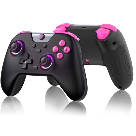 EasySMX X05 Wireless Gaming Controller for PC, Switch, Steam Deck, iOS, Android – Bluetooth Controller with Hall Effect Joysticks & Triggers, RGB Lights, Turbo Function, Anti-Drift, Black