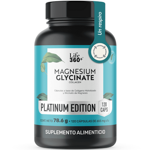 GLICINATO DE MAGNESIO Life360+ 120 Cápsulas Magnesio y Colágeno Hidrolizado