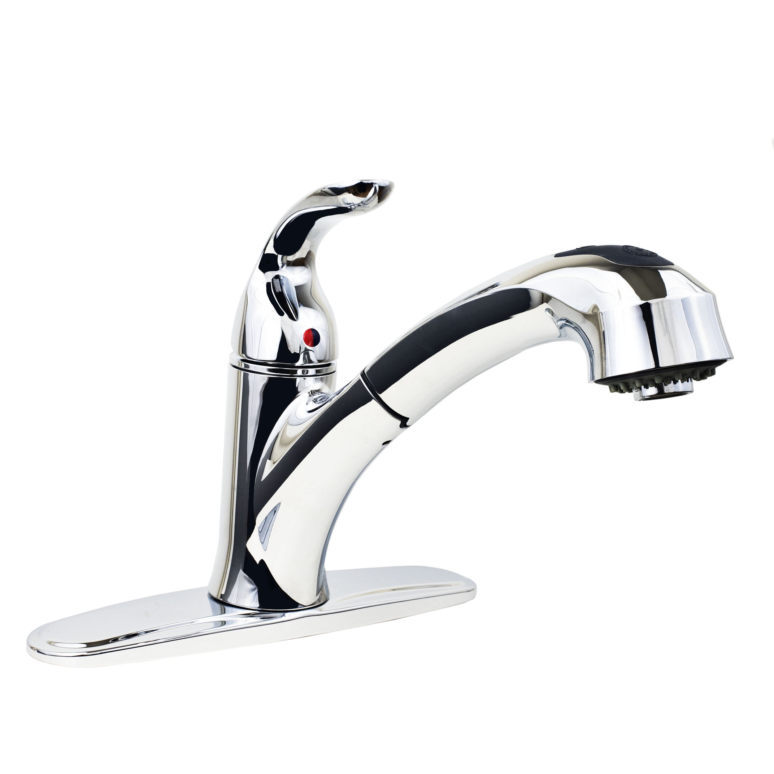 Aqua Plumb 1558022 Single Handle Pull Out Traditional Kitchen Faucet with Dual Spray, Chrome