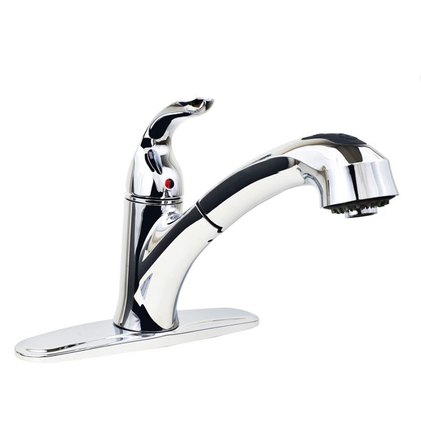 Aqua Plumb 1558022 Single Handle Pull Out Traditional Kitchen Faucet