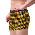 thumbnail image 2 of Susaid Retro Yellow and Black Houndstooth Print Men's Mesh Boxer Briefs Cooling Breathable Sports Underwear Wide Waistband Boxer Briefs W/Fly-Small, 2 of 5