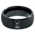 thumbnail image 2 of Tungsten Time Capsule Sand Hourglass Hour Glass Band Ring 8mm Men Women Comfort Fit Black Dome Brushed Polished, 2 of 4