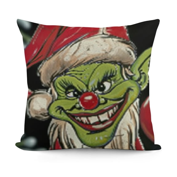 YINGXI Merry Christmas Decorative Throw Pillow Covers, Porch Outdoor Pillowcase, Black Green Polka Dot Winter Holiday 12x12in