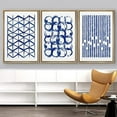 thumbnail image 3 of IDEA4WALL Framed Wall Art Print Set Blue White Geometric Polygon Collage Abstract Shapes Illustrations Modern Decorative Boho for Living Room, Bedroom, Office - 24"x36"x3 Natural, 3 of 5