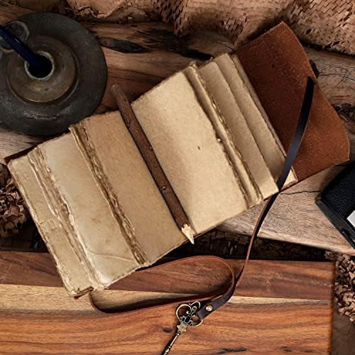 Leather Journal for Women Men, Deckle Edge Paper Leather Notebook of 180 GSM, Book of Shadows Journal Blank, Leather Bound Journal diary (Vintage Brown)